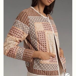 NWT Anthropologie Collarless Quilted Jacket